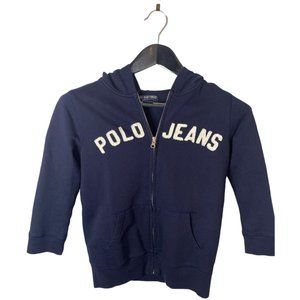 Ralph Lauren Polo Jeans Women's Full Zip Hoodie Navy White Size Small